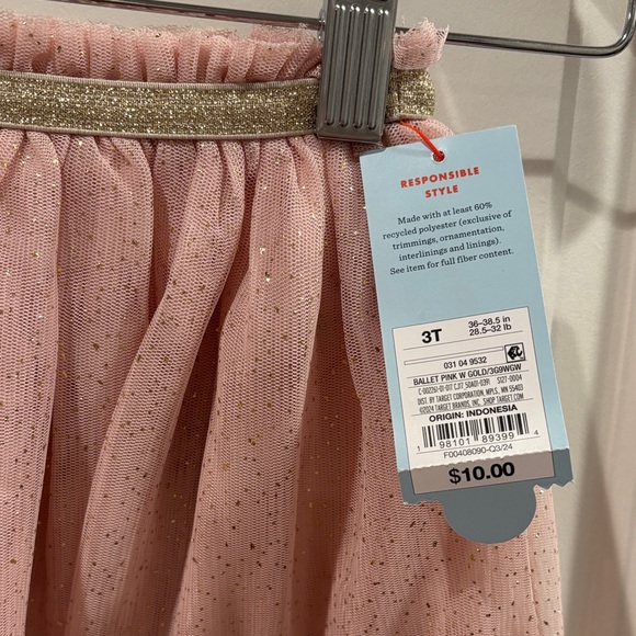 Cat & Jack Sparkly Pink Tulle Skirt with Gold Waistband 3T NWT - Picture 2 of 5